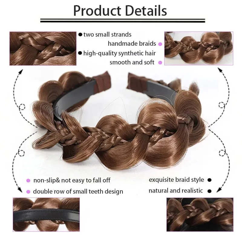Twist Braid Headband Synthetic Fishbone Braid Wig Headband 1pc Non-Slip Twist Braid Hair Hoop Hair Accessories For Women Girls — image 4