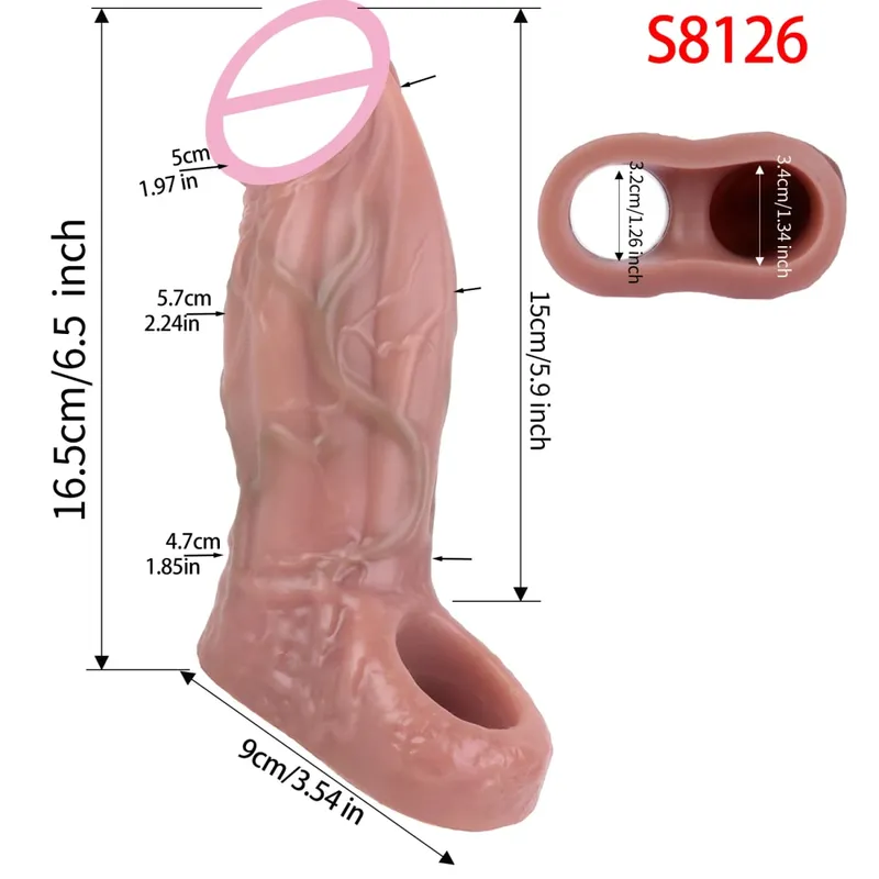 Close Head Realistic Penis Sleeve Sex Toys for Men Delay Ejaculation Dick Extender For Couples Sex Pleasure Sexshop