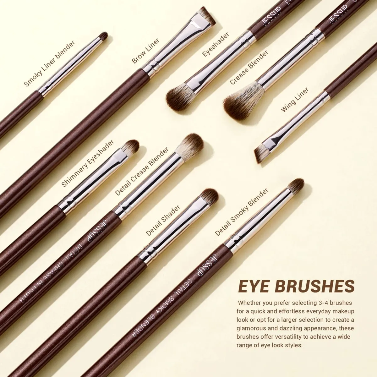 Jessup Makeup Brushes Set 15pcs Brown Make up Brushes Vegan Foundation Blender Concealer Powder Eyeshadow Highlighter Brush T498