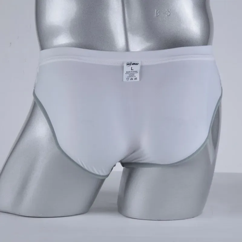 Men's Erotic Briefs Elephant Nose Open Sheath Bikini Gay Sexy Thin Ice Silk Penis Bulge Separate Elastic Quick Dry Sports Tangas