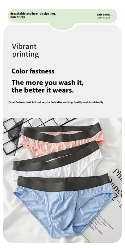 Men's Modal Briefs, Dual Separate Pouch Design, Ultra Thin Breathable High Stretch Underwear, Daily Comfort Wear