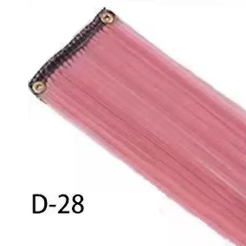 Synthetic 10Pcs colorful Hair Extensions Clip in Colored Party Highlights Extension for Kids Girls Long Straight Hairpiece
