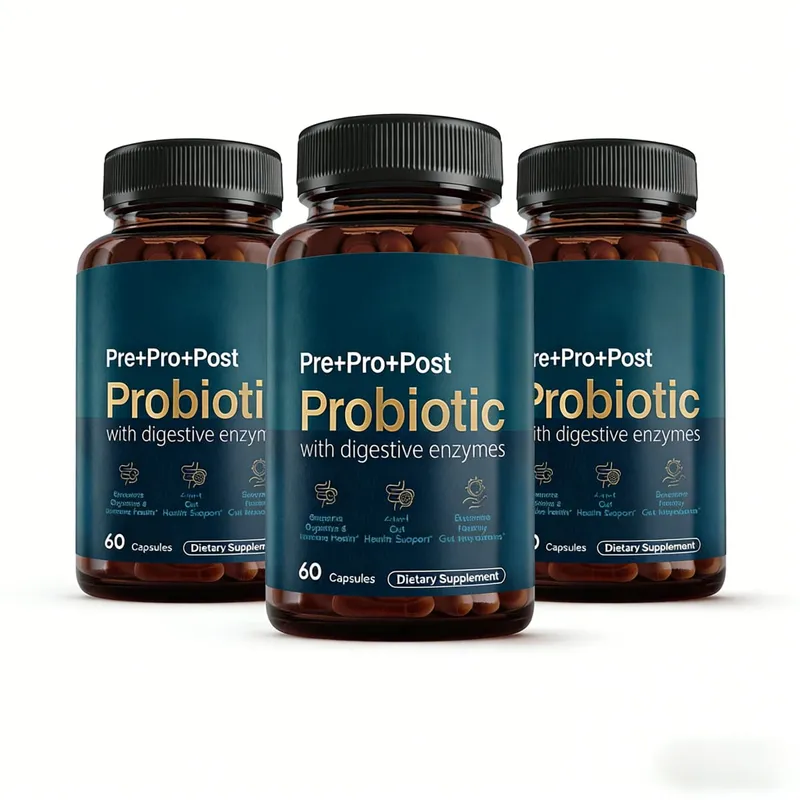 Premium 4-in-1 Probiotic Prebiotic Postbiotic Digestive Enzymes for Men&Women Supports Gut Digestion Immunity 60 Capsules