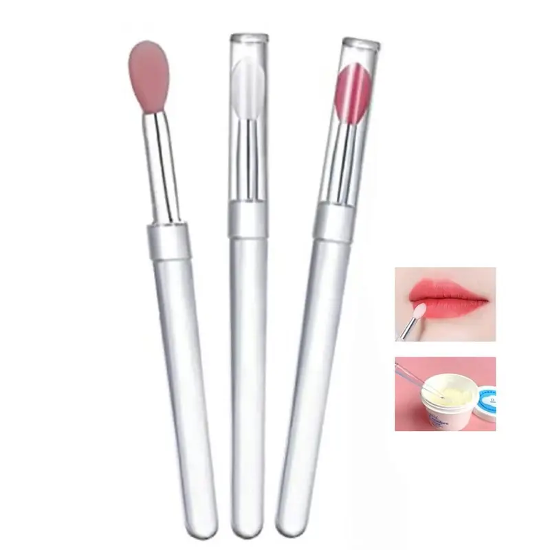 1PC Women Lip Brushes Transparent Crystal Handle Silicone Lip Brushes with Dust Cap Lip Gloss Makeup Applicator Cosmetic Tool — image 1