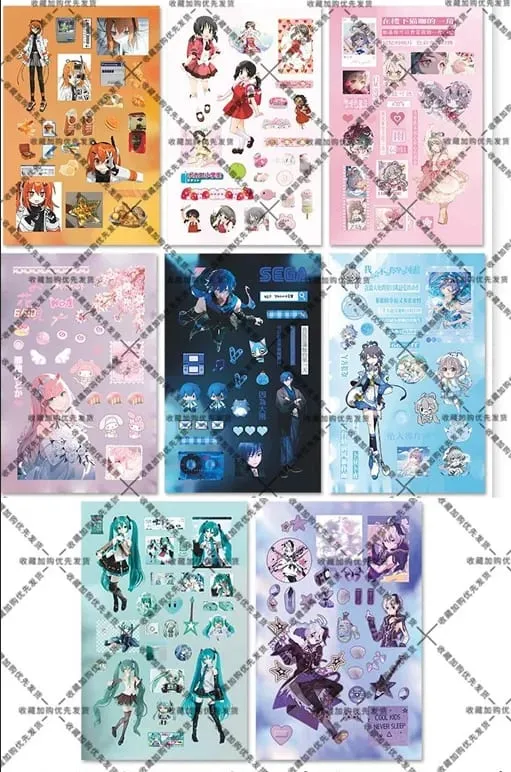 하츠네 미쿠 -Project DIVA- 스티커 하츠네 미쿠 카가미네 린/렌 애니메이션 주변 저널 소재 스티커 8 매 새 선물