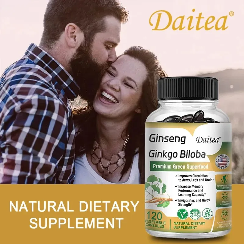 Ginseng Premium + Ginkgo - Nootropic Brain Supplement Memori & Kepekatan Peredaran & Tenaga 120 Kapsul