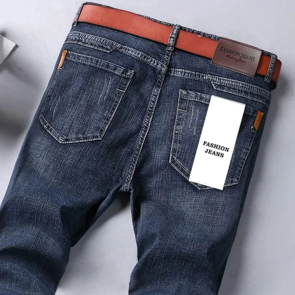 2026 Straight Regular Blue Slim Fit Stretch Denim Trousers Spring Autumn Men Classic Jeans Business Fashion Men's Smart Jeans — image 2