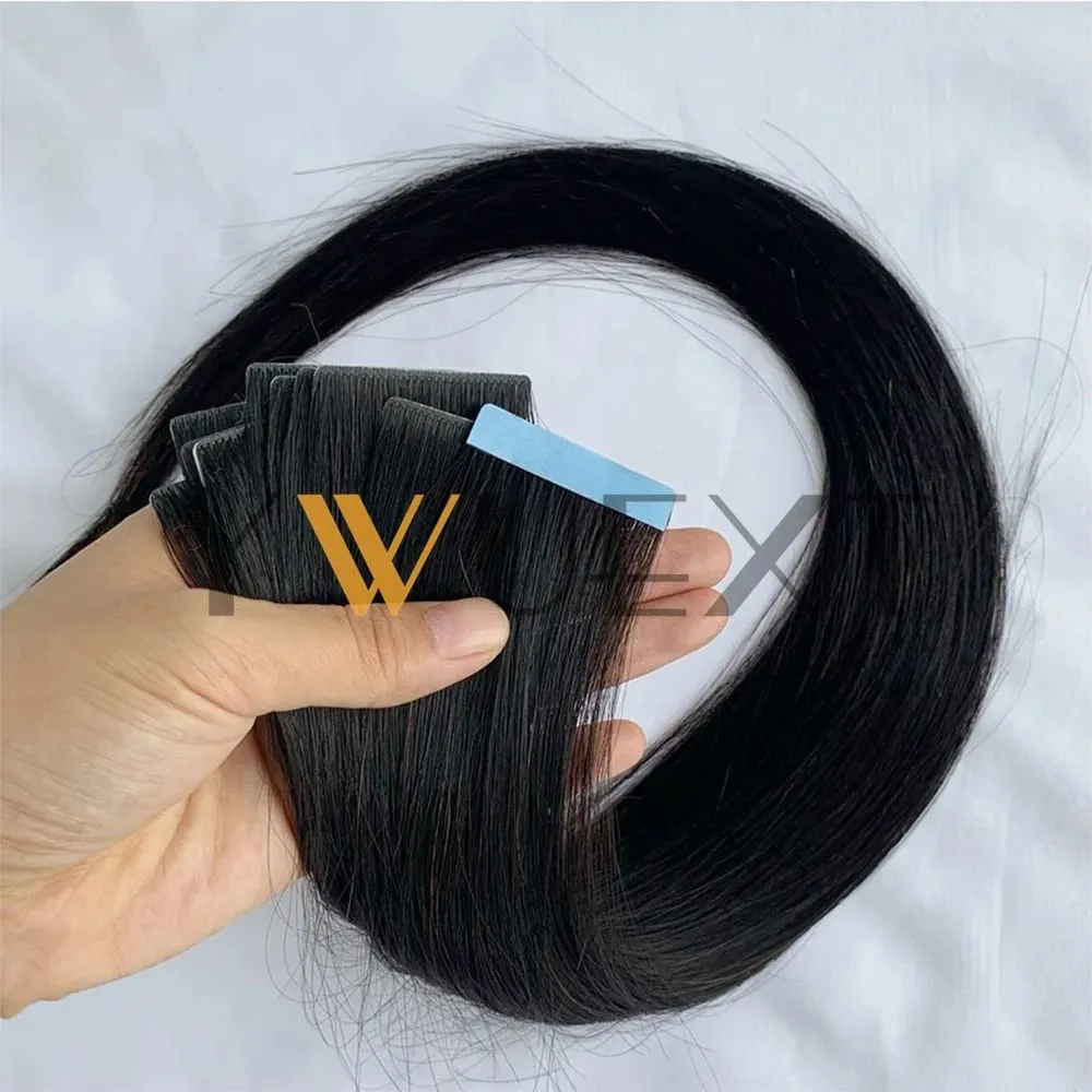 Invisible PU Skin Weft Hair Extensions Natural Straight Machine Remy Seamless Adhesive Tape In Human Hair 10pcs/pack — image 11
