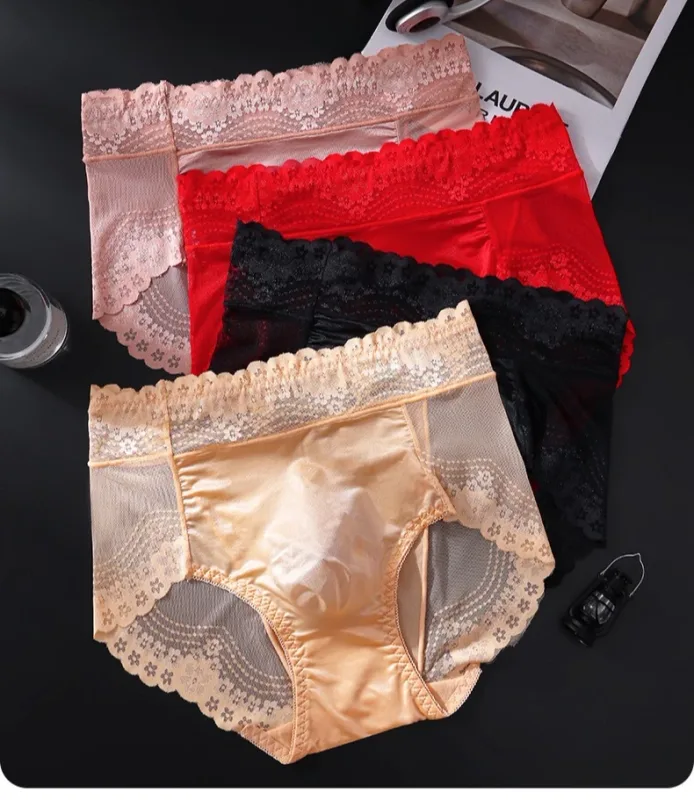 Flower Lace Mesh Hollow Out Sexy Men's Underwear Ice Silk Breathable Seamless Manipis na Triangle na Pantalon Malambot Traceless Panlalaki Briefs