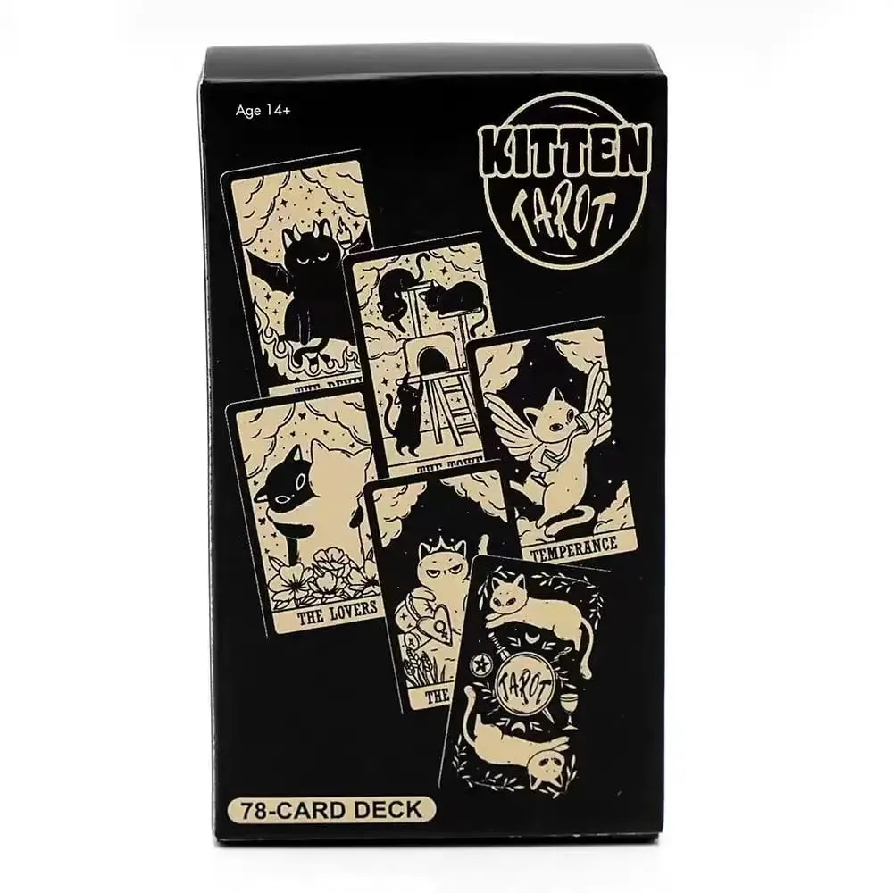 Kitten Tarot Cards 78PCS Black Cat Deck Oracle Divination Witchcraft Cute Animal Tarot For Beginners Spirituality Board Game Gif
