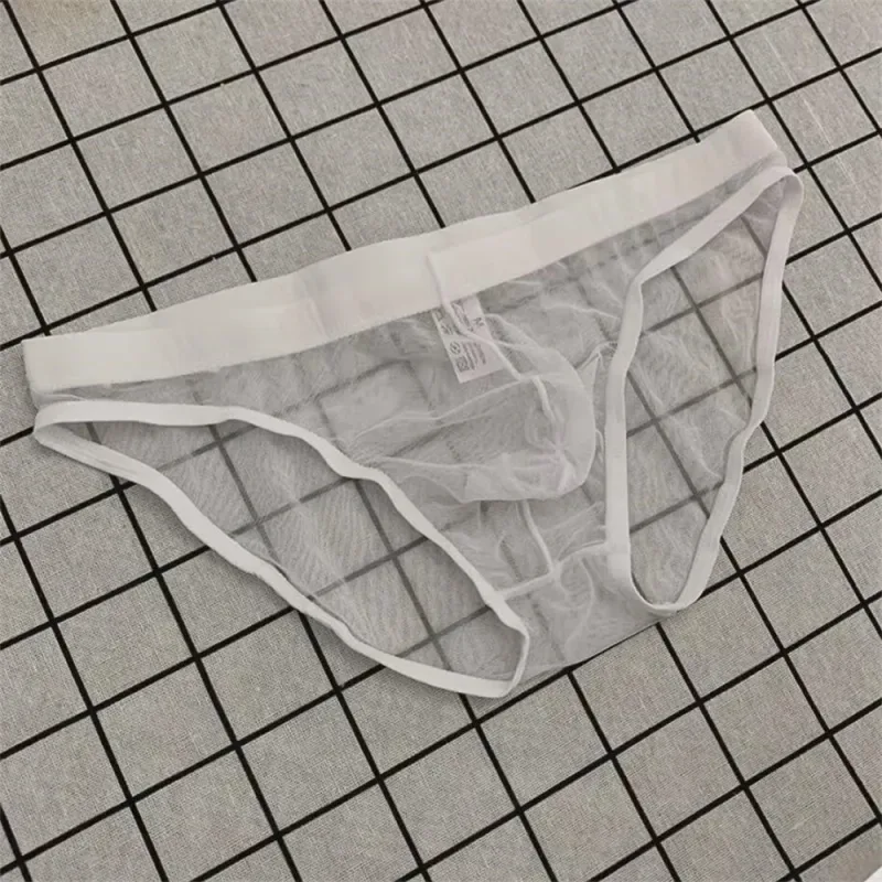 Ultra-thin Sexy Mesh Fully Transparent Men Briefs Panties See Through Underwear Quick Dry Male Underpants Plus Size — image 10