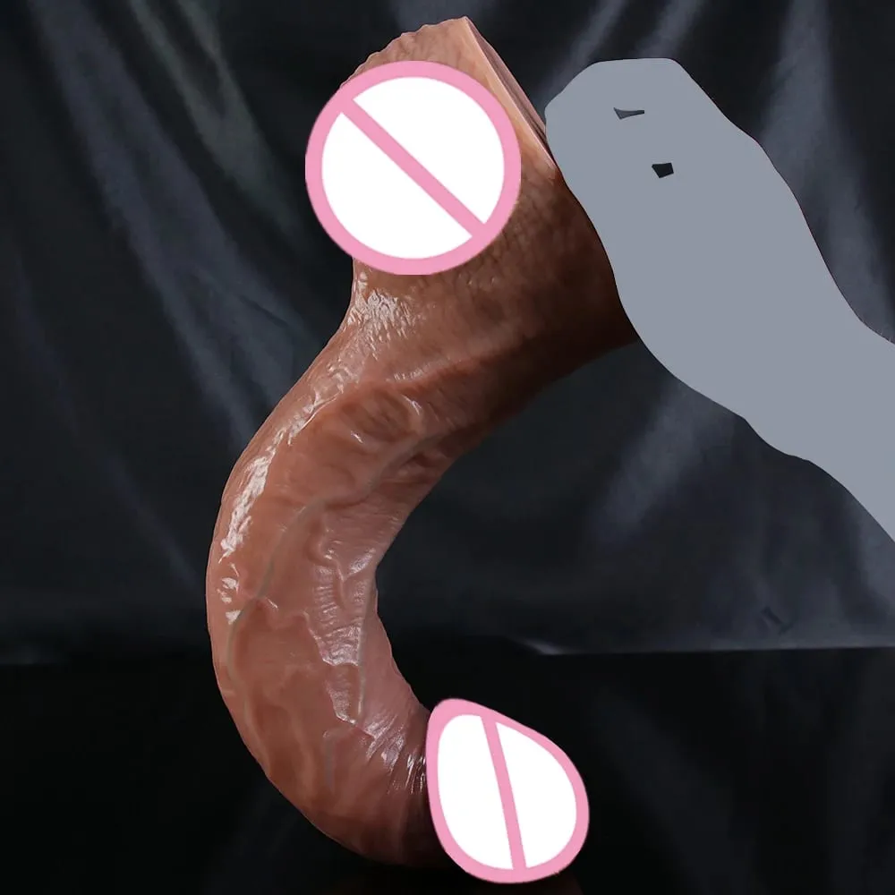 S/M/L Kulit Berasa Realistik Dildo Zakar Lembut Besar Silikon Ganda Mainan Seks Dewasa Dengan Cawan Sedut Dubur Batang untuk Wanita Pelancap