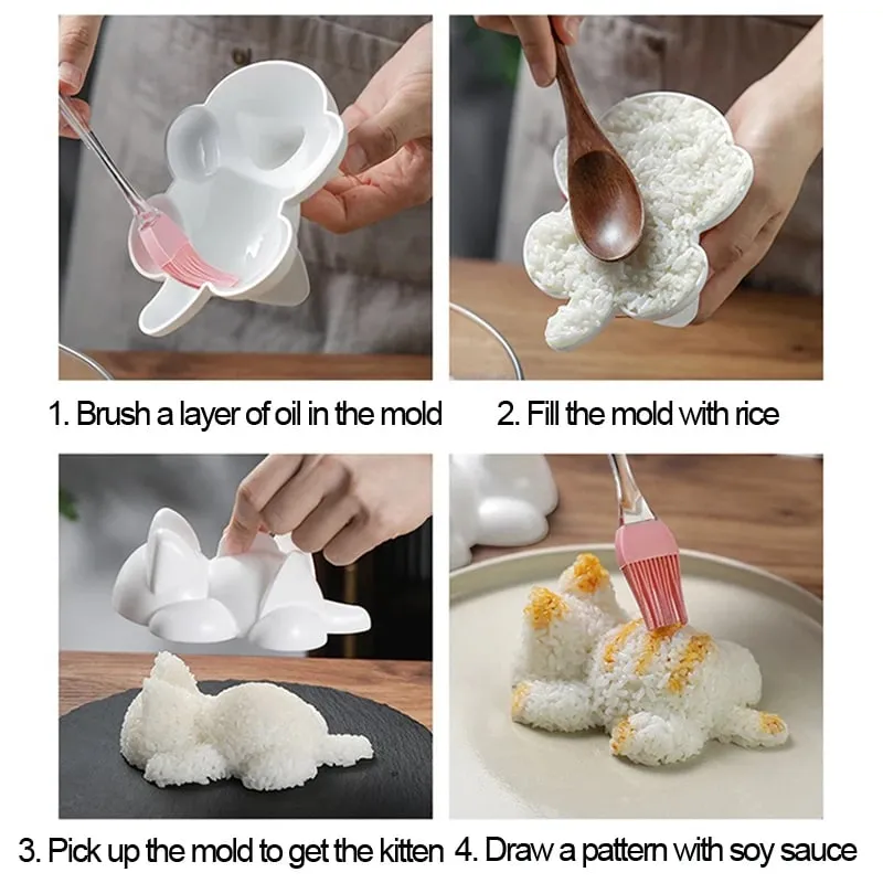 Cat Onigiri Molds Cat Shape Sushi Making Tools Rice Mold Shaper Deco Accessories for Sushi Rice Balls Niguri Mold