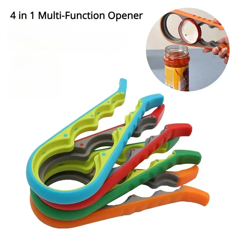 4 in 1 Multi-Function Non Slip Colorful Can Opener Tool Get Lids Off Easily Jar Opener Bottle Opener Jar Gripper for Weak Hands — image 3