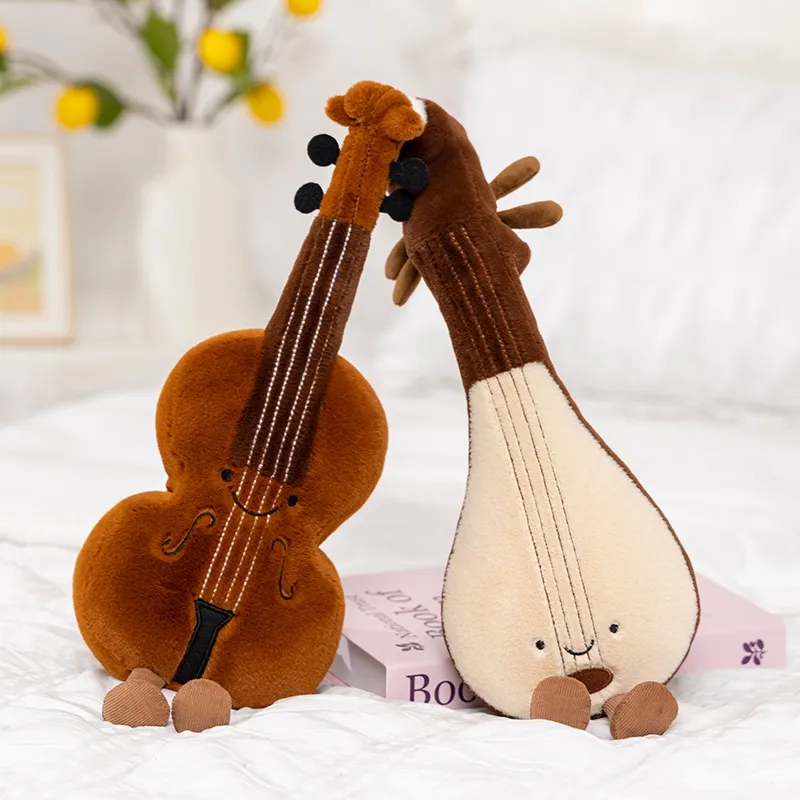Humanoid Musical Instruments Plush Toy Stuffed Smiling Guitar Violin Tuning Fork with Legs Decor Plushie Prop Gift — image 2