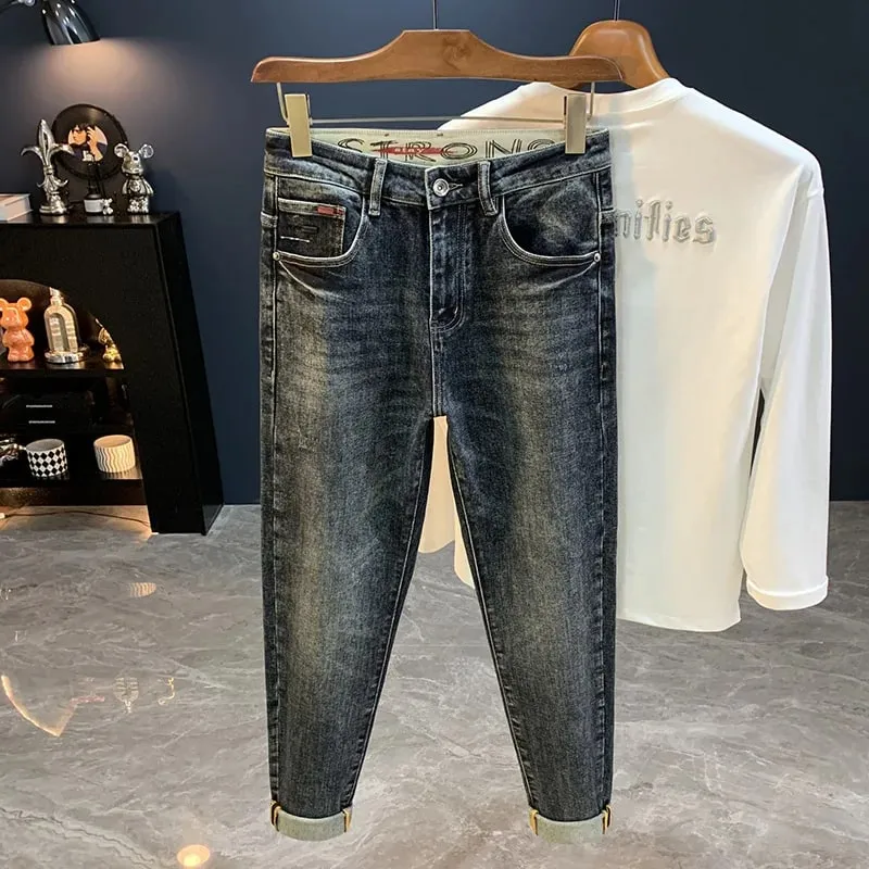 2025 New Micro Haren Conical Jeans for Men's Autumn Trendy Versatile Casual Elastic Loose Small Legged Pants — image 7