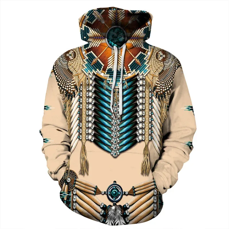 Fashionable 3D Printed Bohemian Pattern Men's Top Fashionable Men's Loose Large Sports Hoodie Street Retro Long Sleeve Hoodie