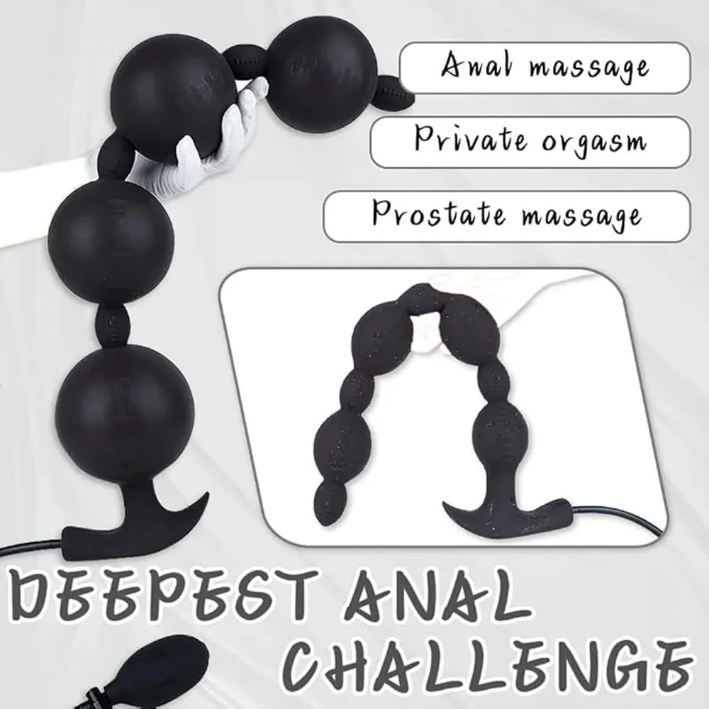 Contas anais infláveis ​​extra longas, plugue anal, enorme, silicone, tamanho ajustável, grande, grosso, 4 bolas, contas com base em t, brinquedos sexuais adultos