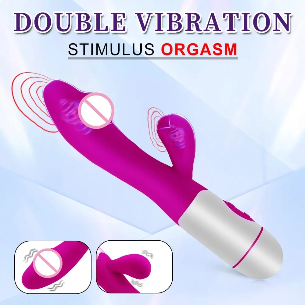 Realistic Rabbit Dildo Dual Vibrator G-Spot Clitoral Stimulation Massager Powerful Vibrating Vagina Masturbator Women's Sex Toy