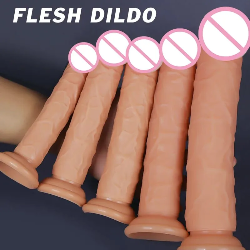 Realistic Flesh Colored Silicone Dildo with Suction Cup Soft Butt Plug Adult Sex Toy for Women And Men Realistic Soft Dildo