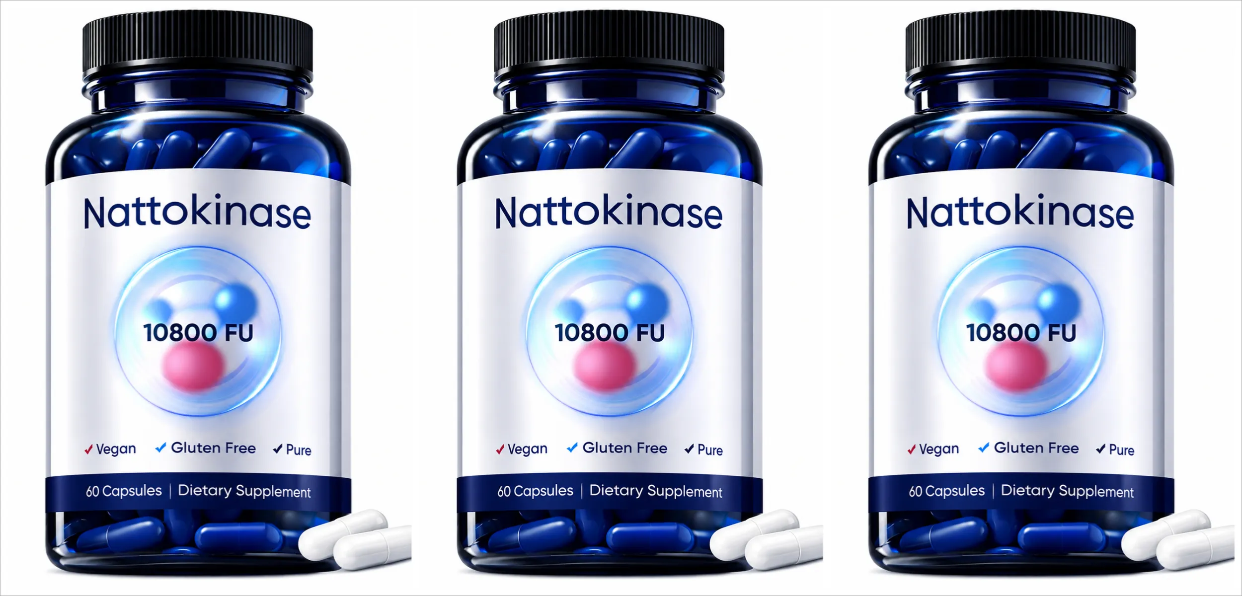 60 Count Organic Nattokinase 10800 FU Capsules Heart Health Support Vegan Gluten-Free Natural Blood Clot Dissolving Supplement