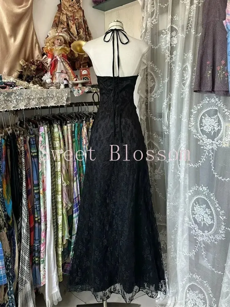 Robe française rétro Slim à col Slash pour femmes, tenue élégante, gothique, Vintage, noire, robes de soirée, Chic de rue, vêtements moulants, nouvelle collection 2025