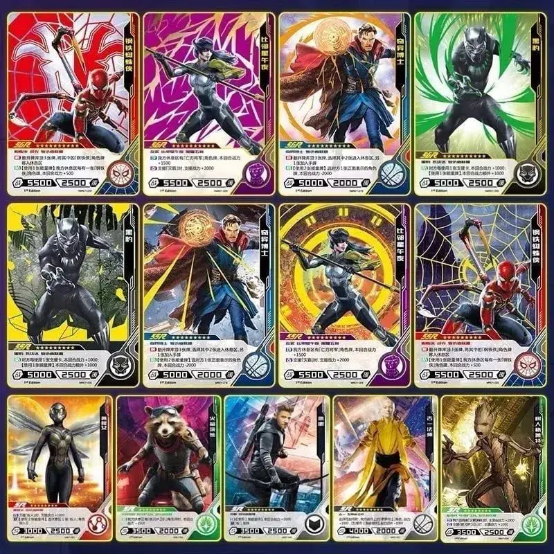 Genuíno cartão da        vingadores heróis duelo cartão versão competitiva homem de ferro thor capitão cr américa coleção cartões brinquedos