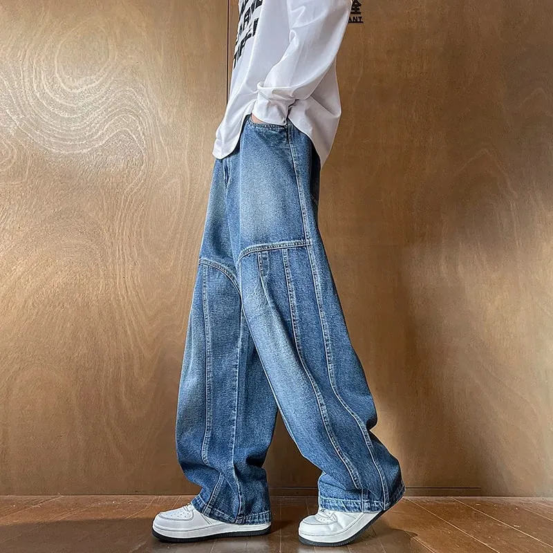 Men's Jeans Man Pants Spring American Retro Patchwork Comfortable Big Size Loose Denim Pants Plus Size Bottoms Stylish Casual — image 3