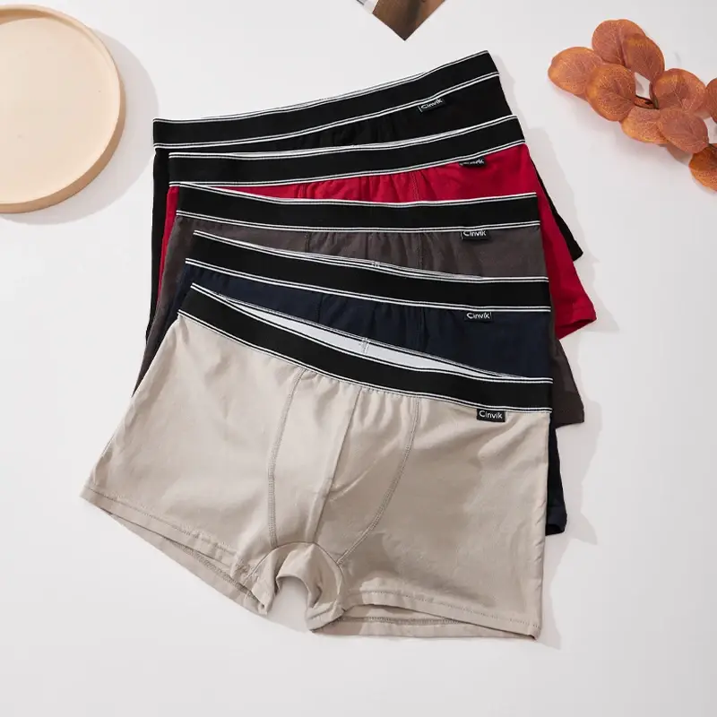 3pc Eenvoudige Effen Kleur Streep Riem herenondergoed Katoen Comfortabele Zachte Mannelijke Boxershorts Speciale Aanbieding Mid Taille Slips S-XL