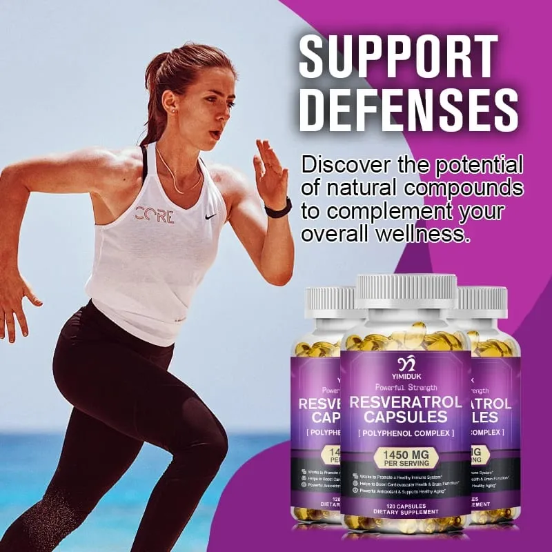 Resveratrol 1450mg Trans-Resveratrol Antioxidant Supplement Support Cardiovascular Digestive Joint Health & Immune System