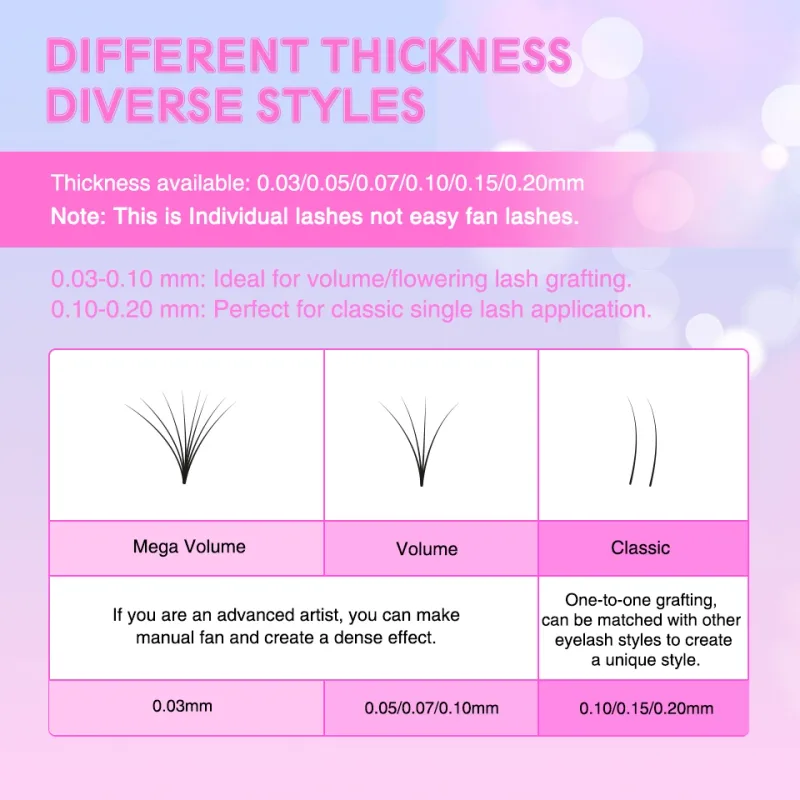 Classic Individual Eyelash Lashes Faux Mink False Eyelash Extension All Size 6-20mm Soft Lashes Professional Makeup Lash