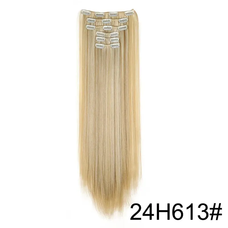 24Inch Synthetic 6pcs/set Long Straight Clip-in Hair Extension Heat Resistant Fiber Hair for Women Hair Accessories — image 19