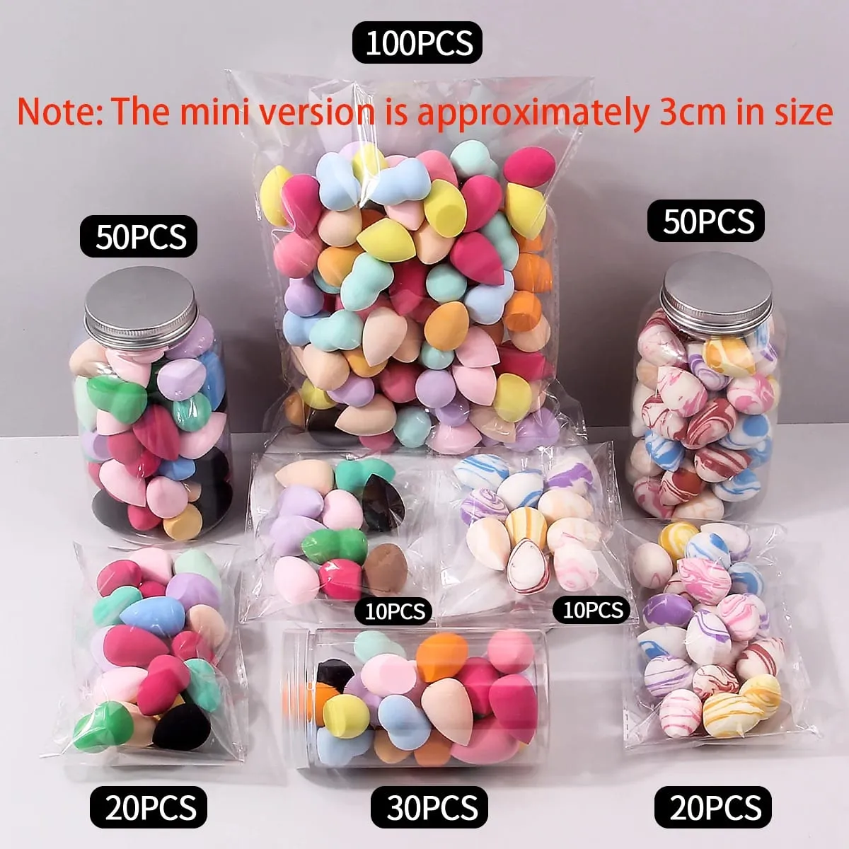 10/25/50/100-Pack Random Color & Shape Makeup Sponges Latex-Free Blending Tools for Liquid/Cream/Powder — image 1