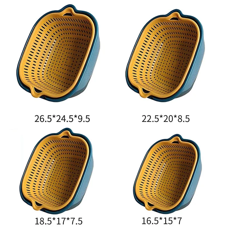 6PCS Kitchen Sink Vegetable Drainer Fruit Basket for Multifunctional 3 Size Stackable Washing Basin Vegetable Drain Basket Basin — image 14