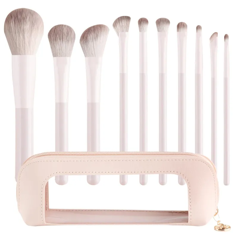 13Pcs Soft Bristle Beige Makeup Brushes with Large Round Powder Brush Detail Eyeshadow Brush Nose Shadow Brush + Storage Bag S