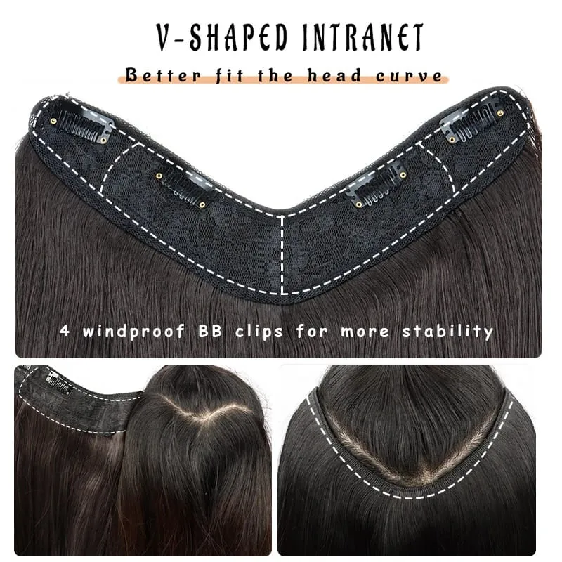 22Inch Synthetic Long Micro Curly Layered Hair Extension Patch Natural Looking Invisible One Piece Wig for Women