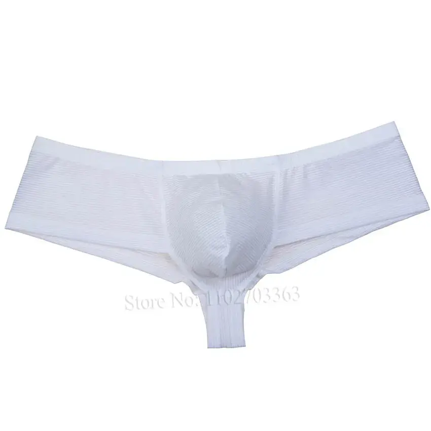 Cheeky Men's Solid Bikini Briefs Ice Silk Micro Boxer Underwear Male Slip Hipster Trunks Bulge Pouch Beach Shorts Underpant Soft