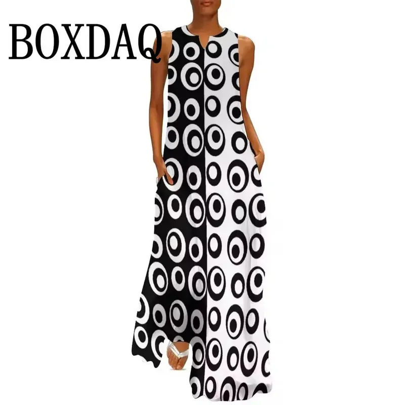 Retro Contrast Color 3D Print Dresses Fo