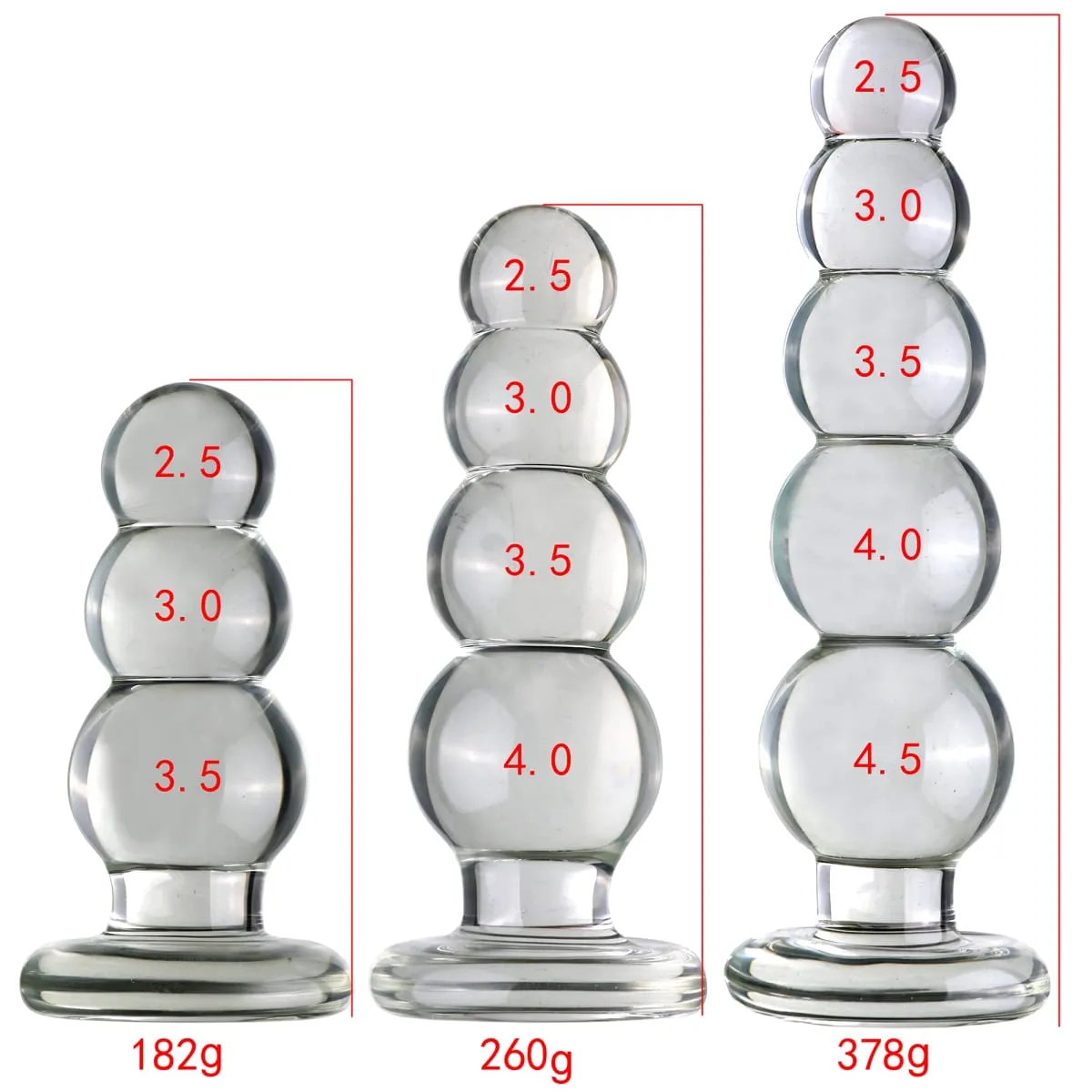 3 Sizes Big Ball Pyrex Glass Anal Dildos Butt Plug Crystal Vagina Beads Fake Penis Female Masturbate Adult Sex Toys Women Men — image 2