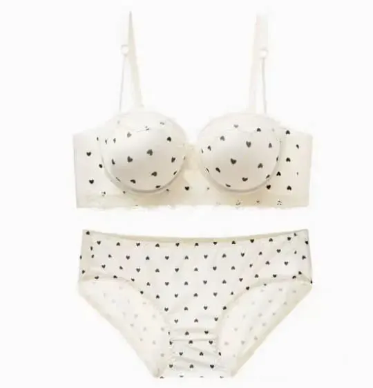 Set Celana Dalam Bra Renda Hati Manis Kawaii Koleksi Samping Payudara Kecil Push Up Pakaian Dalam Wanita Nyaman Anti Kendur Lingerie Ukuran 32-38 — image 11