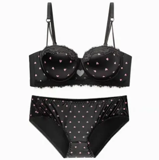 Set Celana Dalam Bra Renda Hati Manis Kawaii Koleksi Samping Payudara Kecil Push Up Pakaian Dalam Wanita Nyaman Anti Kendur Lingerie Ukuran 32-38 — image 13