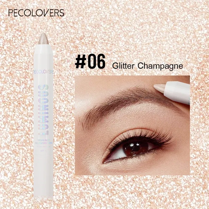 Long-lasting Brightening Highlighter Sparkling Eye Corner Lying Silk Pen Face Highlight and Eye Shadow Pearl White Gliter Pen