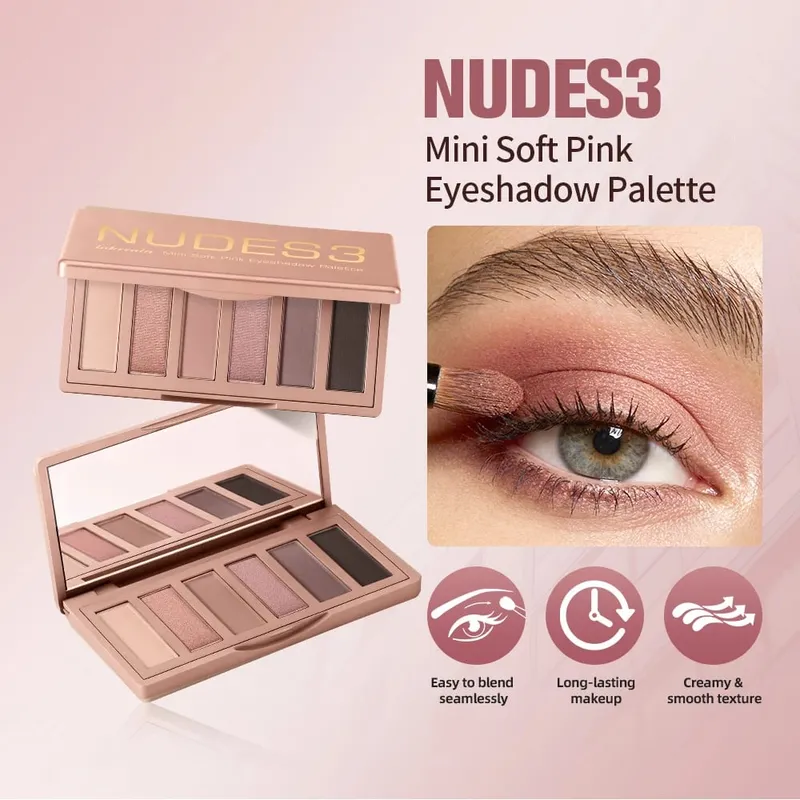 Matte Shimmer Nude Eyeshadow & 6 Tone Blush Powder Palette Langdurige mengbare gezichtsoogmake-upkit met applicatorborstels