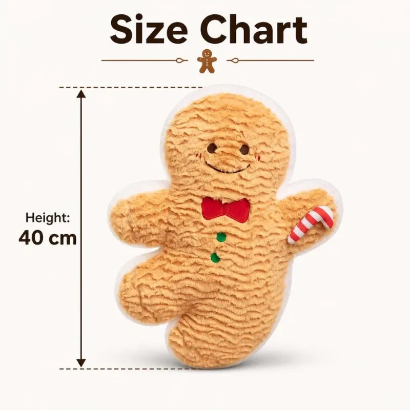 Cute Creative Shape Christmas Pillow Soft Stuffed Comfortable Gingerbread Man Cushion Seasonal Pattern Waist Cushion Home Decor