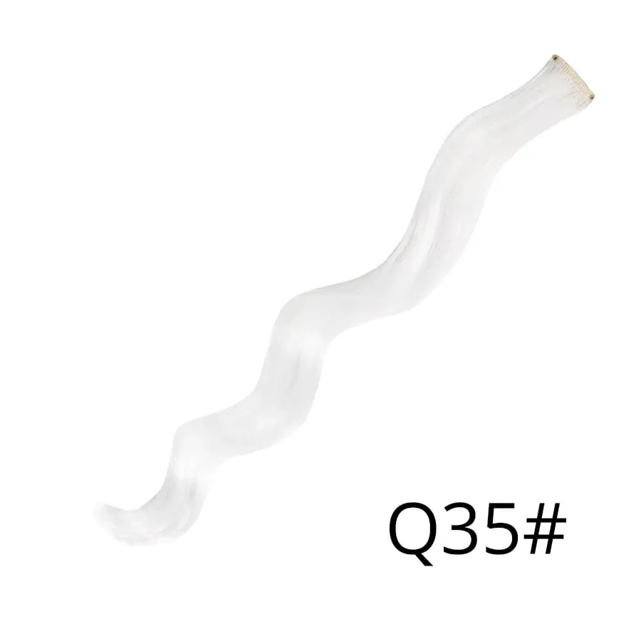Lige farvet hårstykke Hair Extensions Clip In Highlight Regnbuehår Pink Blå Lilla Syntetisk på klips til kvinder piger — image 90