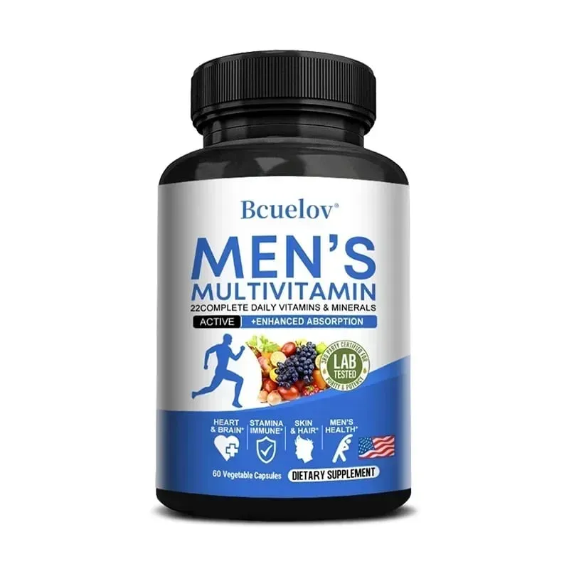 Vitamin tổng hợp hàng ngày cho nam giới – 22 Vitamin & Khoáng chất Bổ sung chế độ ăn thuần chay để tiêu hóa miễn dịch năng lượng Da và sức khỏe tổng thể