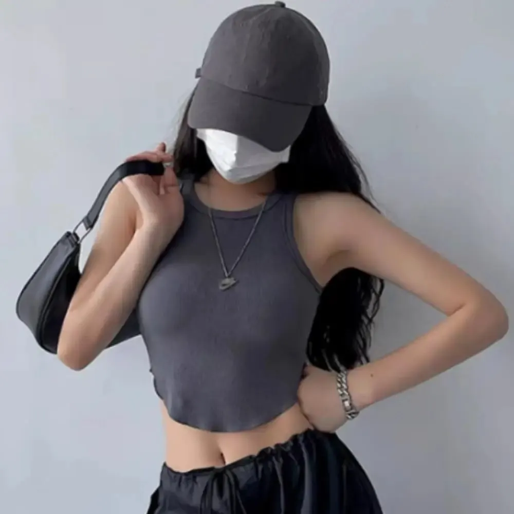 2025 U Push Up Sport BH Mode Dame Tank Top Ensfarvet Ærmeløs Vest Komfortabel Kort Top Åndbar Casual Crop Tops — image 2