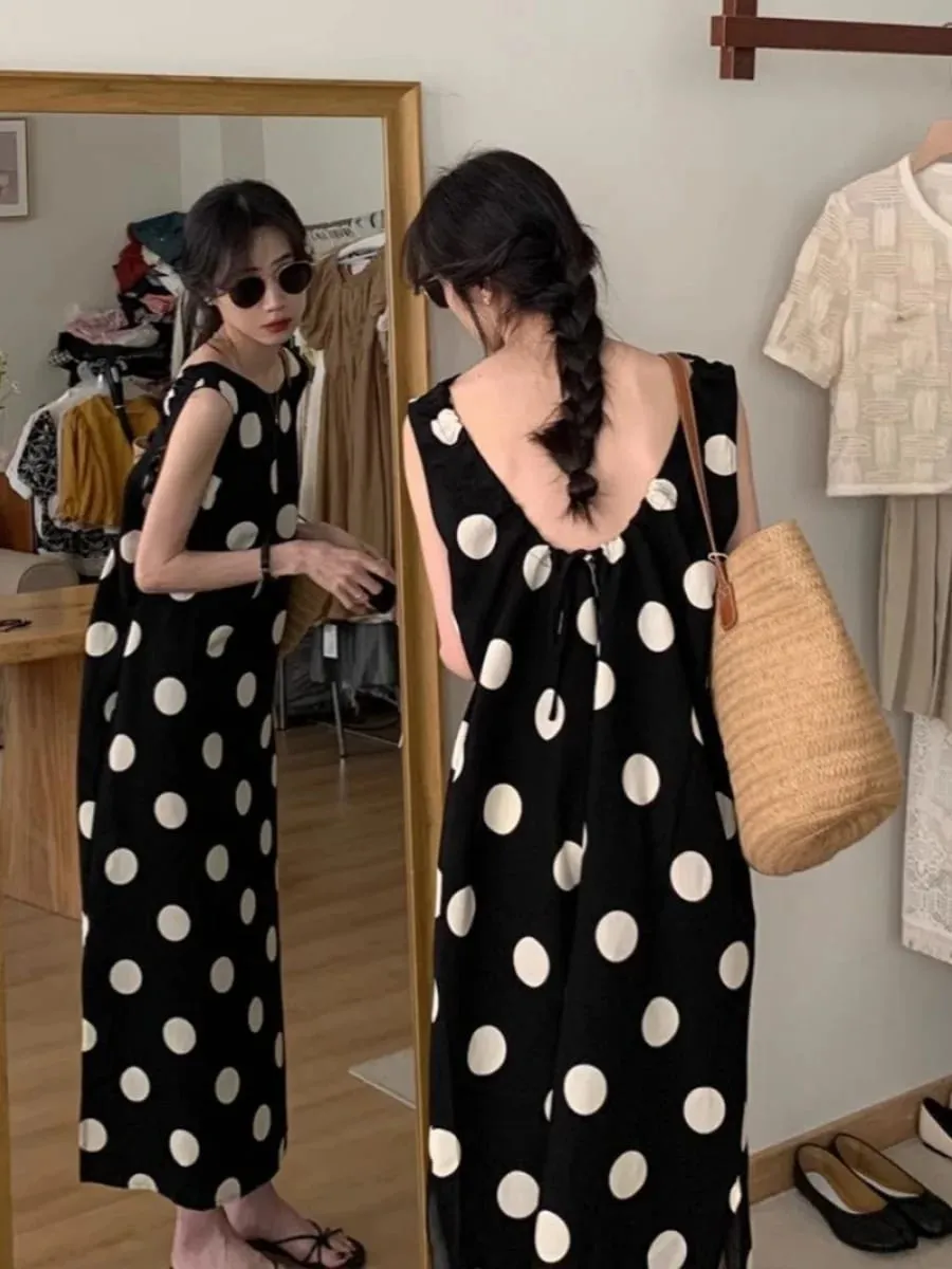 plus Size Casual Lazy Style Design Long Loose Cover up Backless Dress 300 Pounds Vest Skirt for plus Size Women Summer Wear