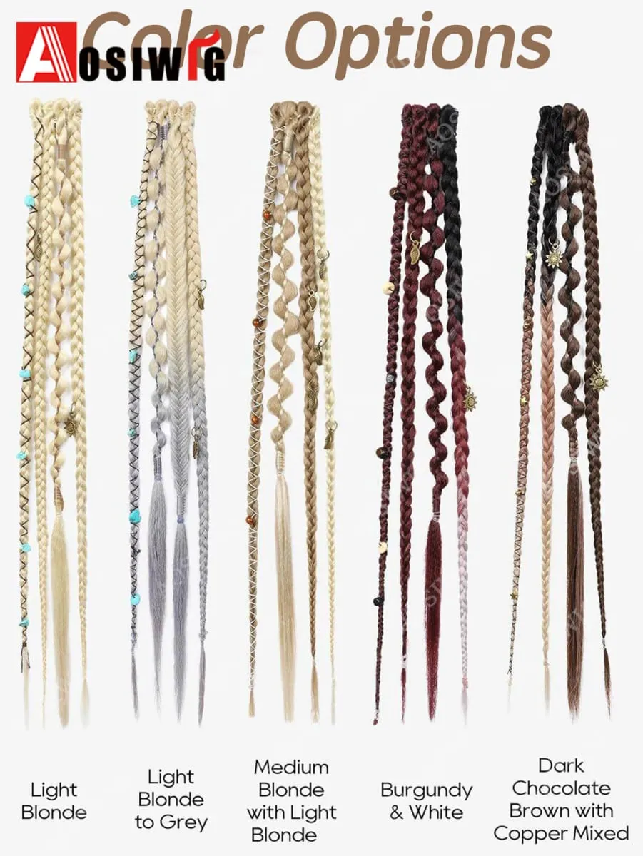 Ombre Synthetic Boho-style Small Twisted Braided Hair Extensions For Women Wig Braids BB Clip-on Spicy Girl Brown Boxing Braids