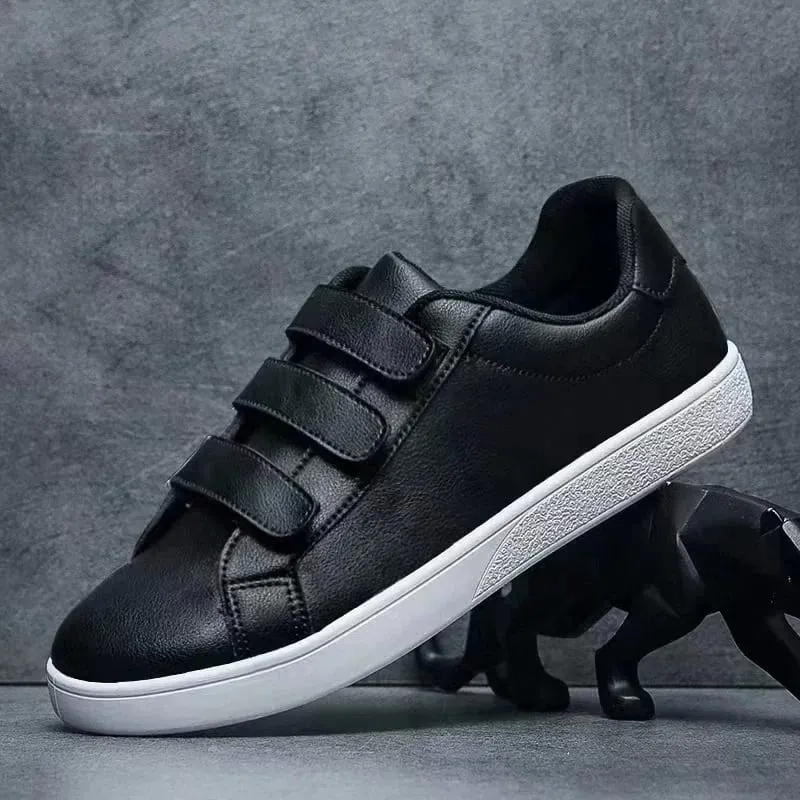 Men's Vulcanized Shoes Casual Low Top Flat Sneakers White Shoes Zapatillas Hombre Chaussure Homme Drop Shipping Leather Black — image 9